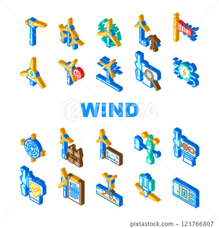 wind energy power turbine icons set vector 123766807