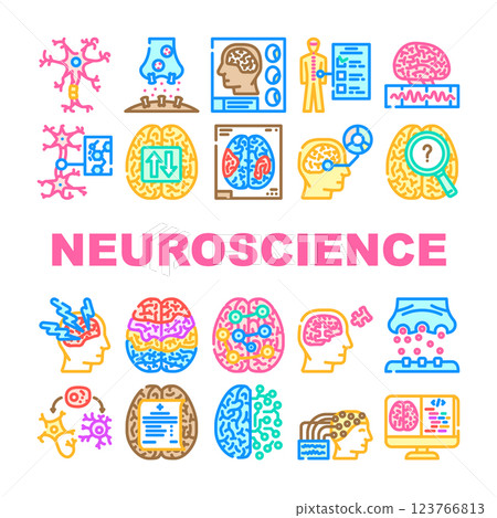 neuroscience brain doctor medical icons set vector 123766813