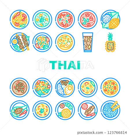 thai cuisine food asian dish icons set vector thai cuisine food asian dish icons set vector 123766814