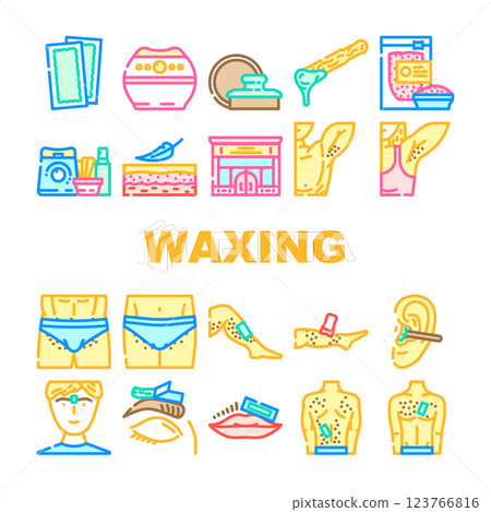 waxing wax hair body beauty icons set vector waxing wax hair body beauty icons set vector 123766816