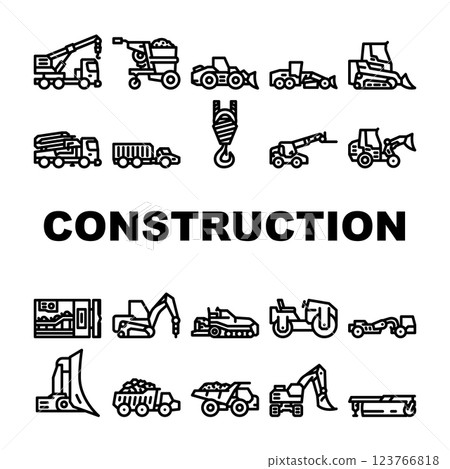 construction vehicle heavy icons set vector construction vehicle heavy icons set vector 123766818