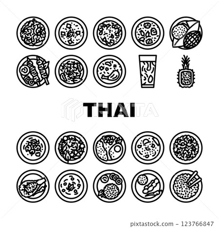 thai cuisine food asian dish icons set vector thai cuisine food asian dish icons set vector 123766847