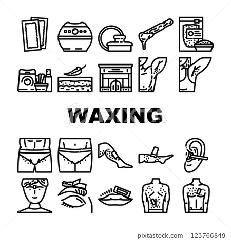 waxing wax hair body beauty icons set vector waxing wax hair body beauty icons set vector 123766849