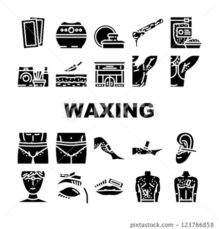 waxing wax hair body beauty icons set vector waxing wax hair body beauty icons set vector 123766858