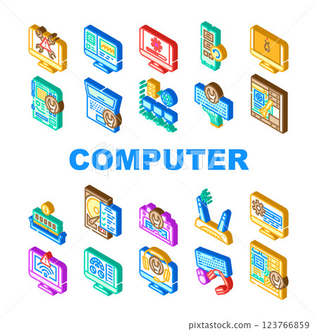 computer repair technician pc icons set vector 123766859