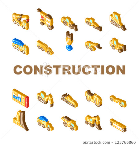 construction vehicle heavy icons set vector construction vehicle heavy icons set vector 123766860