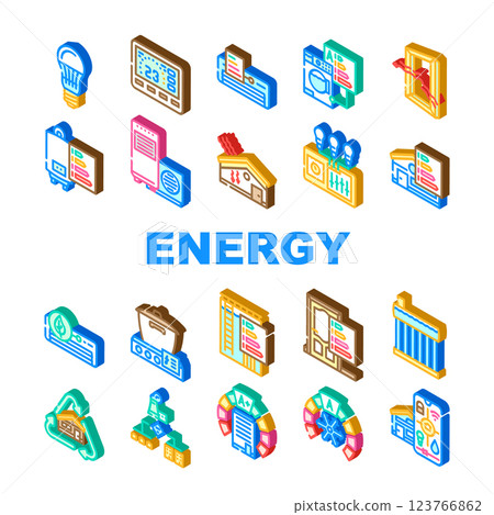 energy efficient technology home icons set vector 123766862