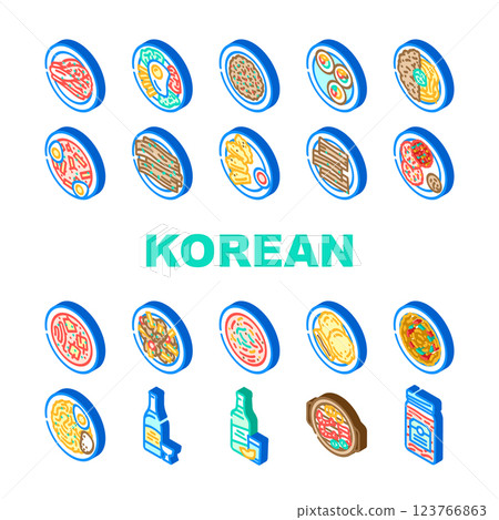 korean cuisine food meal icons set vector 123766863