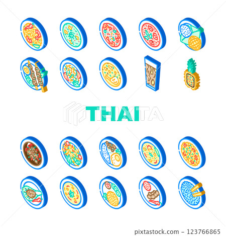 thai cuisine food asian dish icons set vector thai cuisine food asian dish icons set vector 123766865