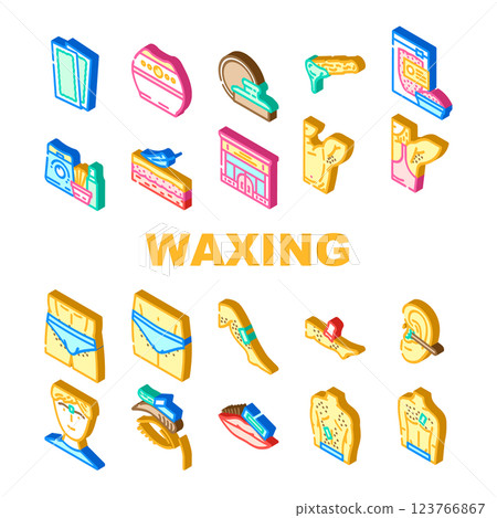 waxing wax hair body beauty icons set vector waxing wax hair body beauty icons set vector 123766867