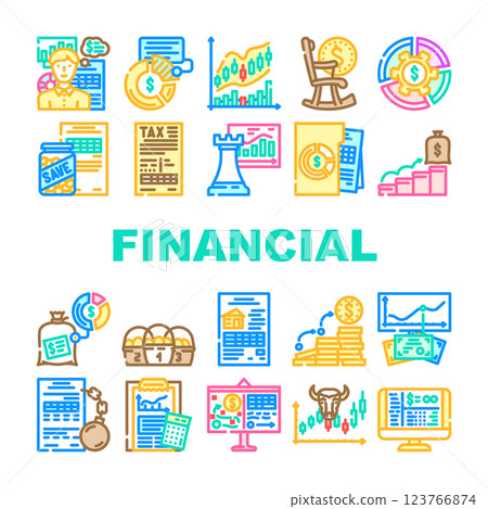 financial advisor consult real icons set vector 123766874