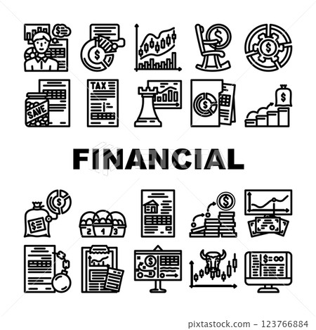 financial advisor consult real icons set vector 123766884