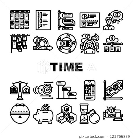 time management schedule task icons set vector 123766889