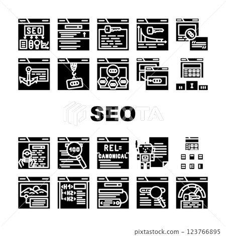 seo optimize search rank icons set vector seo optimize search rank icons set vector 123766895