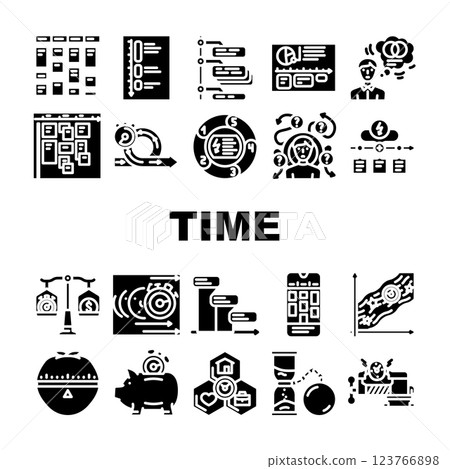 time management schedule task icons set vector 123766898