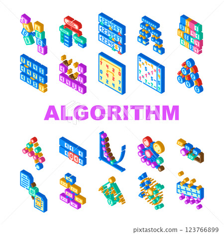 sorting algorithm data filter icons set vector sorting algorithm data filter icons set vector 123766899