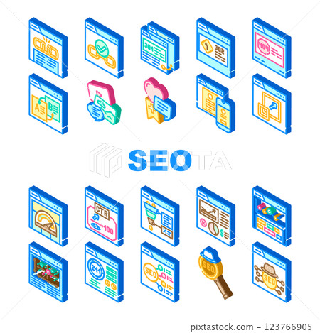 seo web tech business digital icons set vector 123766905