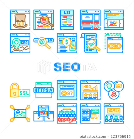 seo web technical consulting icons set vector seo web technical consulting icons set vector 123766915