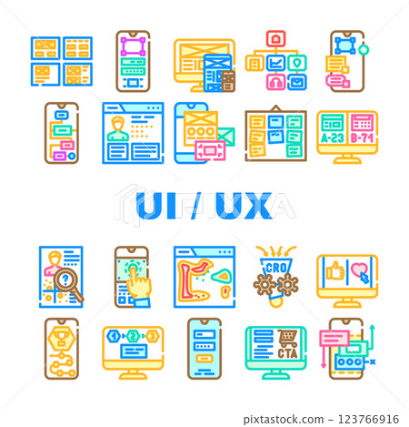 ui ux web interface app icons set vector ui ux web interface app icons set vector 123766916