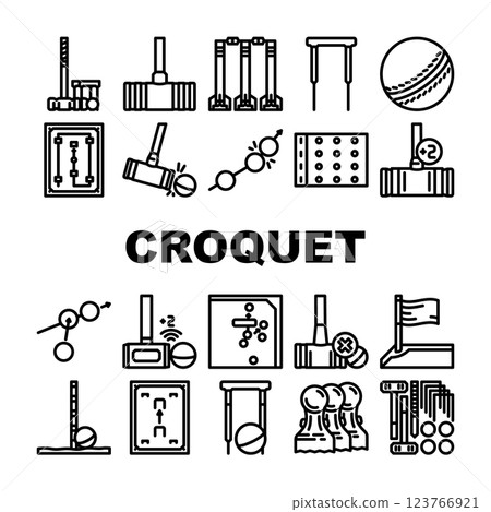 croquet mallet lawn icons set vector 123766921