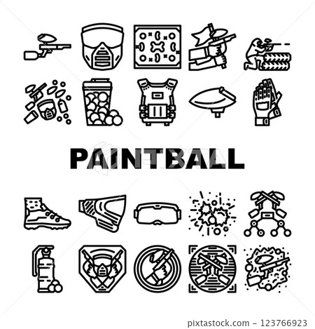 paint ball game soldier icons set vector 123766923