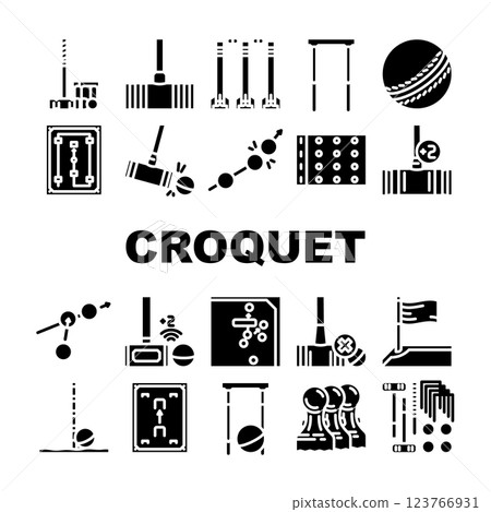 croquet mallet lawn icons set vector 123766931