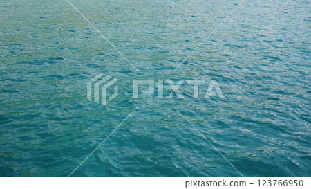 Turquoise Blue Indian ocean waves closeup from boat 123766950