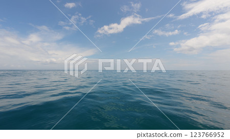 blue sea blue sky horizon 123766952