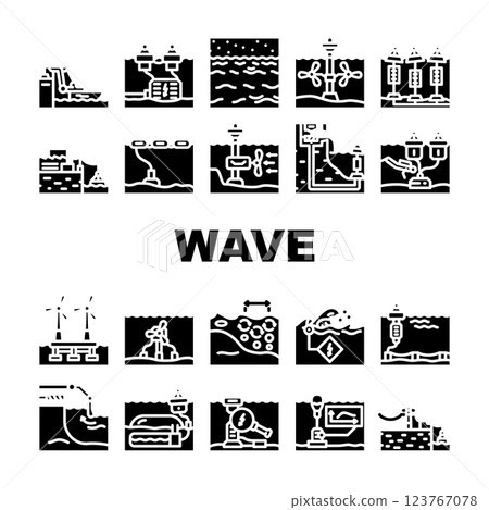 wave energy plant power icons set vector wave energy plant power icons set vector 123767078