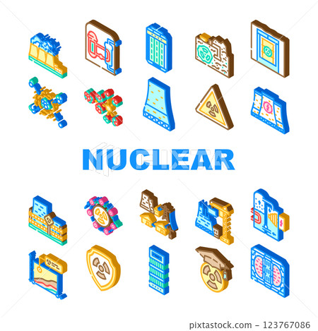 nuclear energy engineer atom icons set vector 123767086