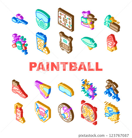 paint ball game soldier icons set vector 123767087