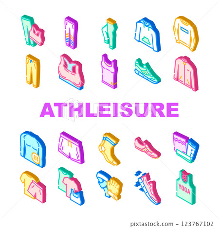 athleisure clothing woman fashion icons set vector 123767102