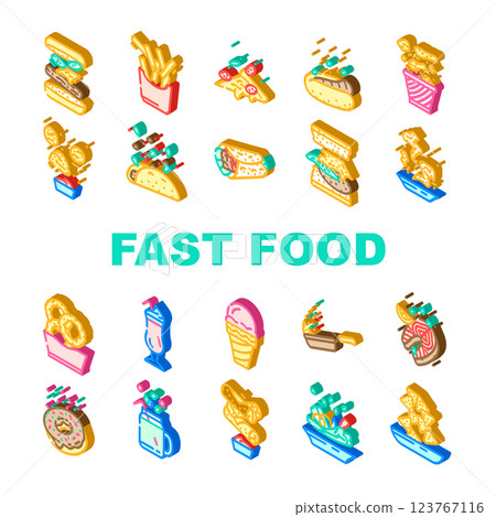 fast food hamburger restaurant icons set vector fast food hamburger restaurant icons set vector 123767116