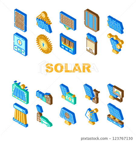 solar panels energy power sun icons set vector 123767130