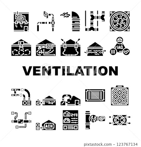 air ventilation cold wind heat icons set vector air ventilation cold wind heat icons set vector 123767134