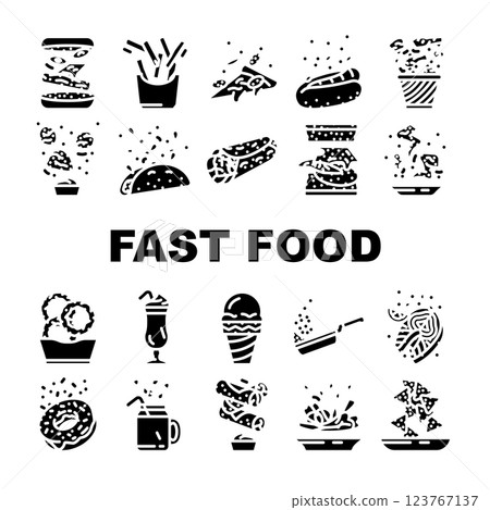 fast food hamburger restaurant icons set vector fast food hamburger restaurant icons set vector 123767137