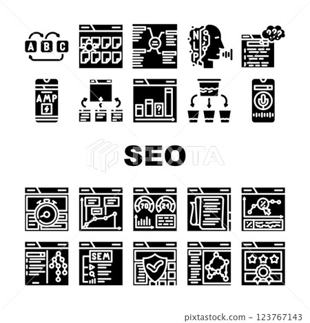 seo search website web internet icons set vector 123767143