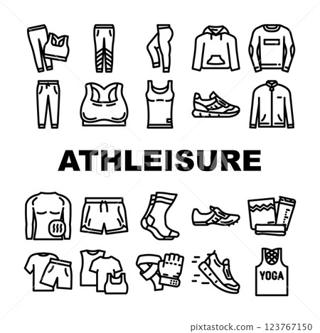 athleisure clothing woman fashion icons set vector athleisure clothing woman fashion icons set vector 123767150