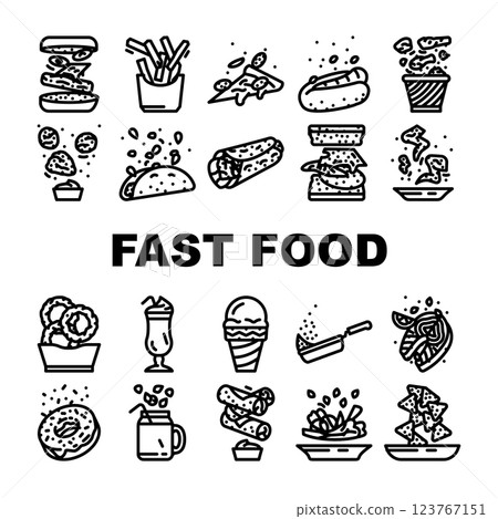fast food hamburger restaurant icons set vector fast food hamburger restaurant icons set vector 123767151