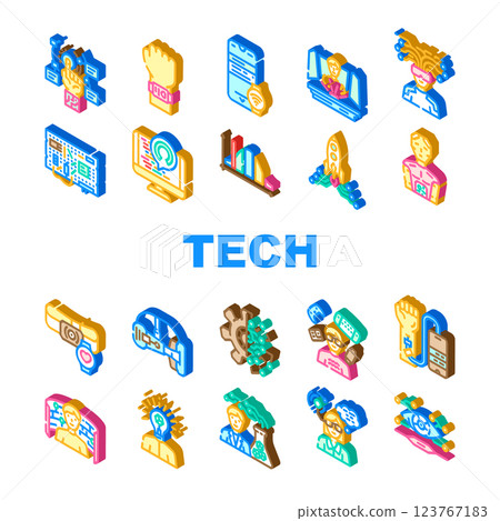 tech enthusiast reality virtual icons set vector 123767183