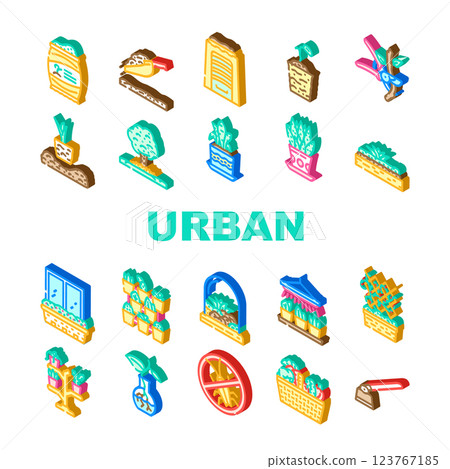 urban gardening agriculture icons set vector 123767185