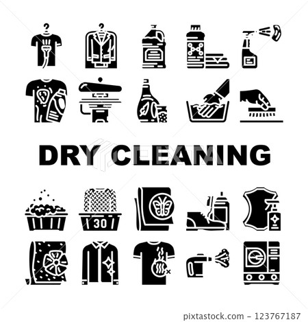 dry cleaning laundry service icons set vector 123767187