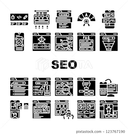 seo website digital business icons set vector 123767190