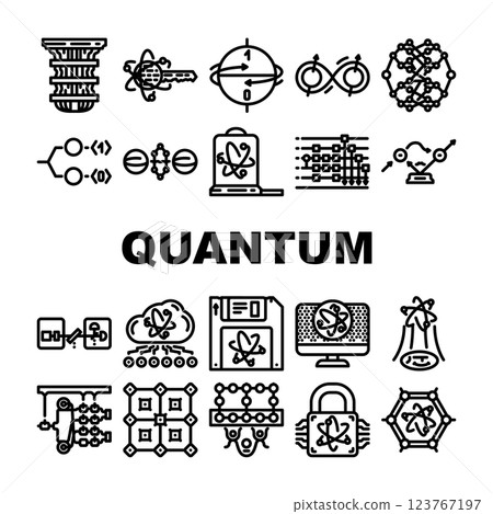 quantum technology data network icons set vector quantum technology data network icons set vector 123767197