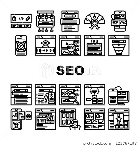 seo website digital business icons set vector seo website digital business icons set vector 123767198