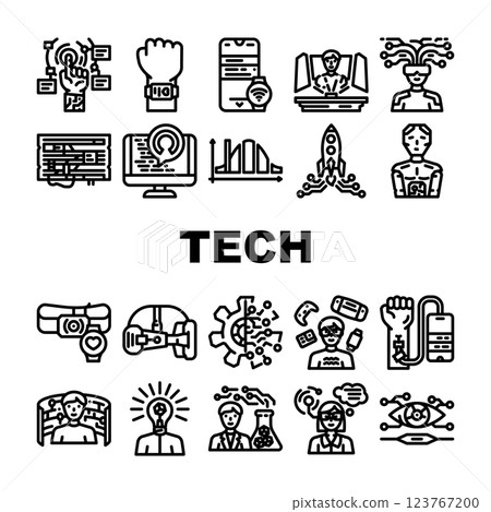 tech enthusiast reality virtual icons set vector 123767200