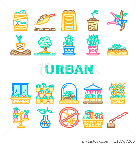 urban gardening agriculture icons set vector 123767209