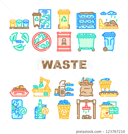 waste sorting garbage plastic icons set vector 123767210