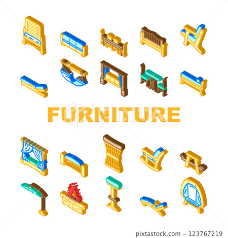 outdoor furniture garden terrace icons set vector outdoor furniture garden terrace icons set vector 123767219