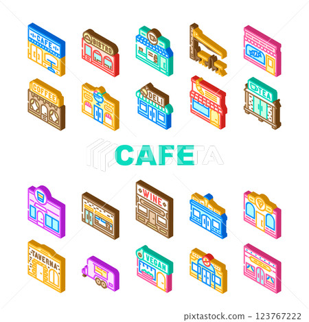 street cafe city outdoor icons set vector street cafe city outdoor icons set vector 123767222